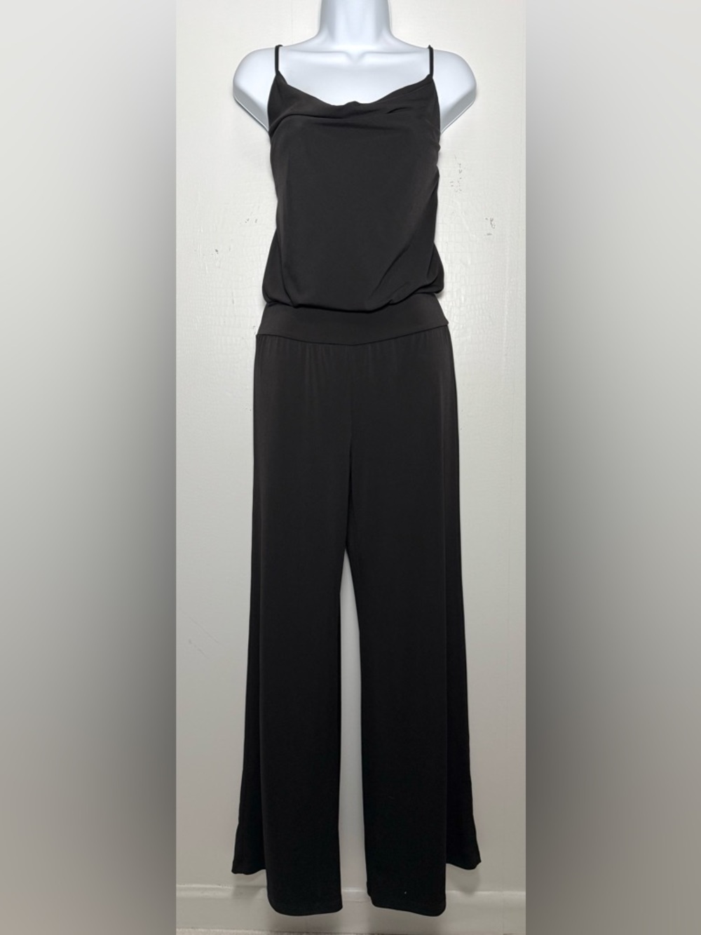 Vintage Veronica M Black Slinky Wide Leg Jumpsuit Small